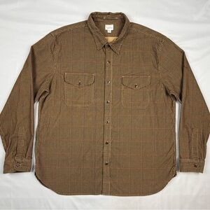J. Crew Mens Houndstooth Corduroy Button Shirt 2XL Brown/Black Long Sleeve C2